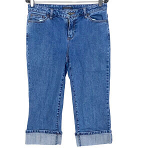 Access Jeans Womens Size 8 Blue Stretch Relaxed Fit Capri Cotton Spandex